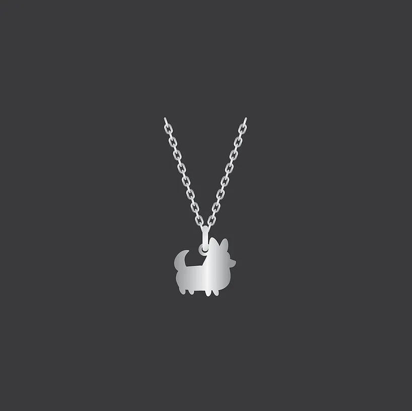 PREORDER: Corgi Things Necklace | Corgi With Tail | Sterling Silver