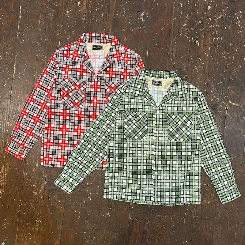 Print Check2 Flap Open Shirt