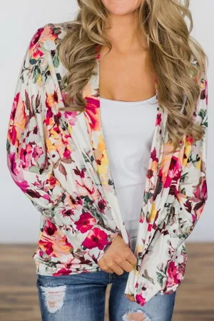 Printed Long Sleeve Loose Cardigan