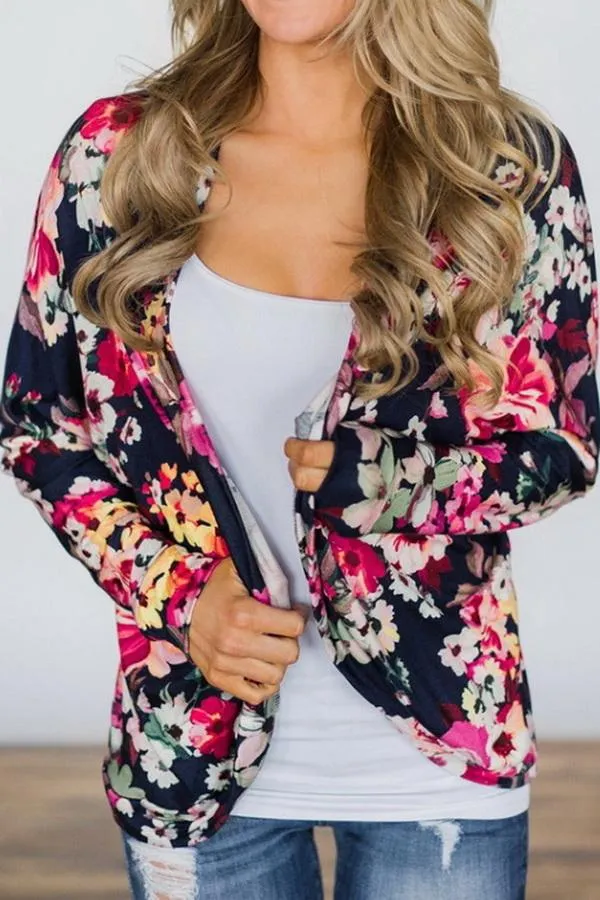 Printed Long Sleeve Loose Cardigan