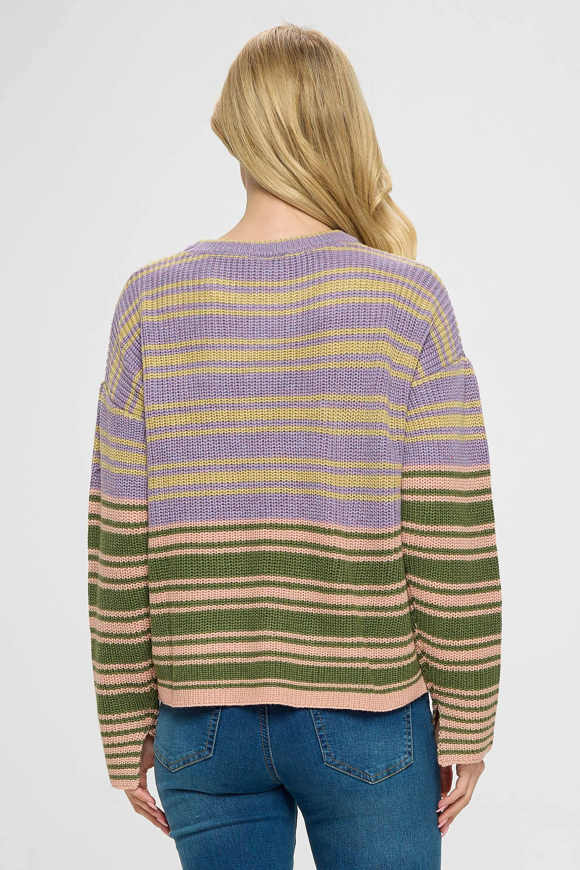 Purple and Green Striped Sweater