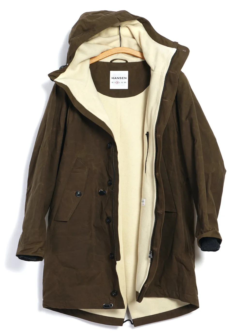 RASMUS 26-68-9 | Waxed Parka With Zipper | Tobacco