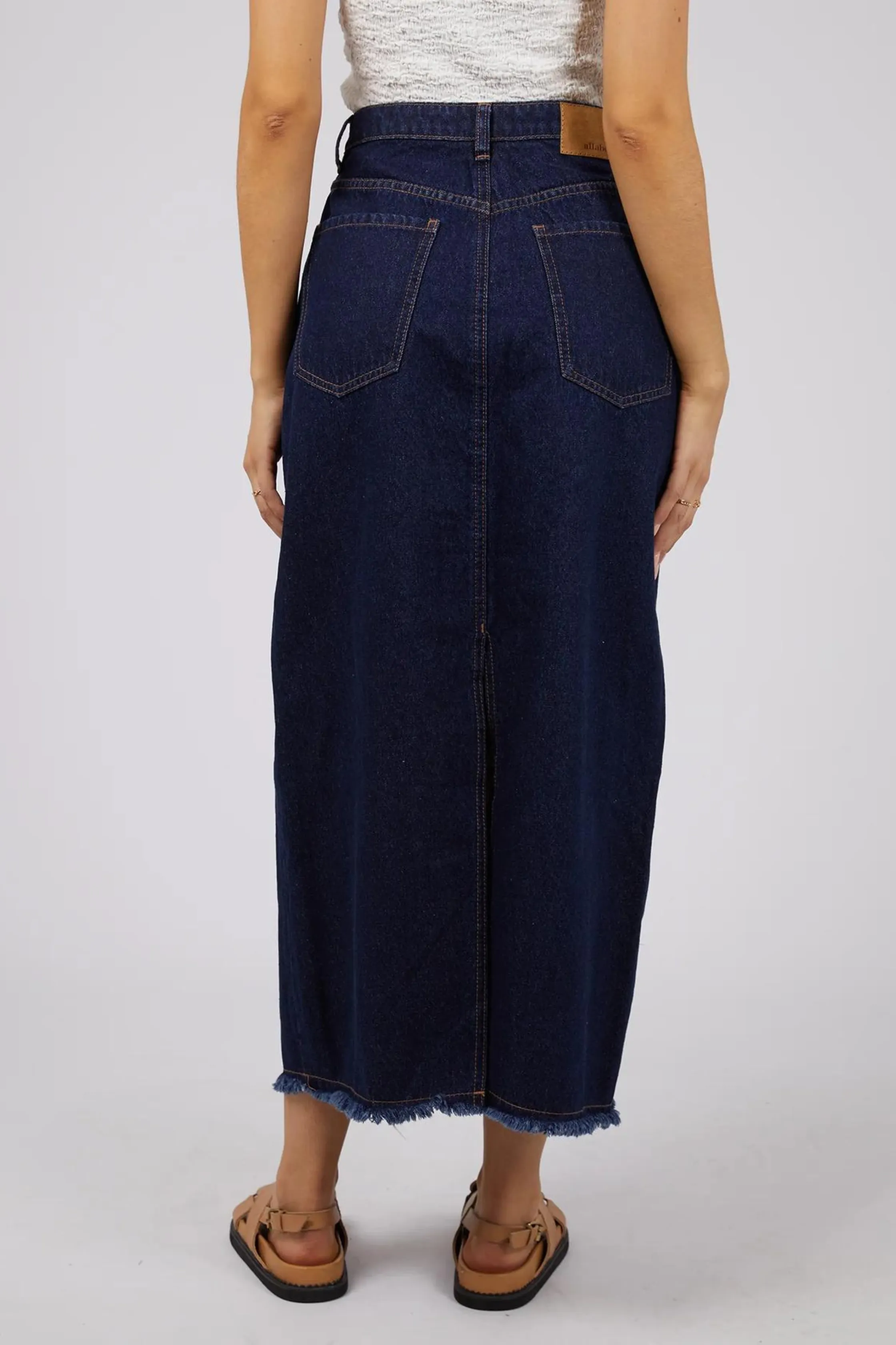 RAY DENIM MAXI SKIRT - Organic Blue