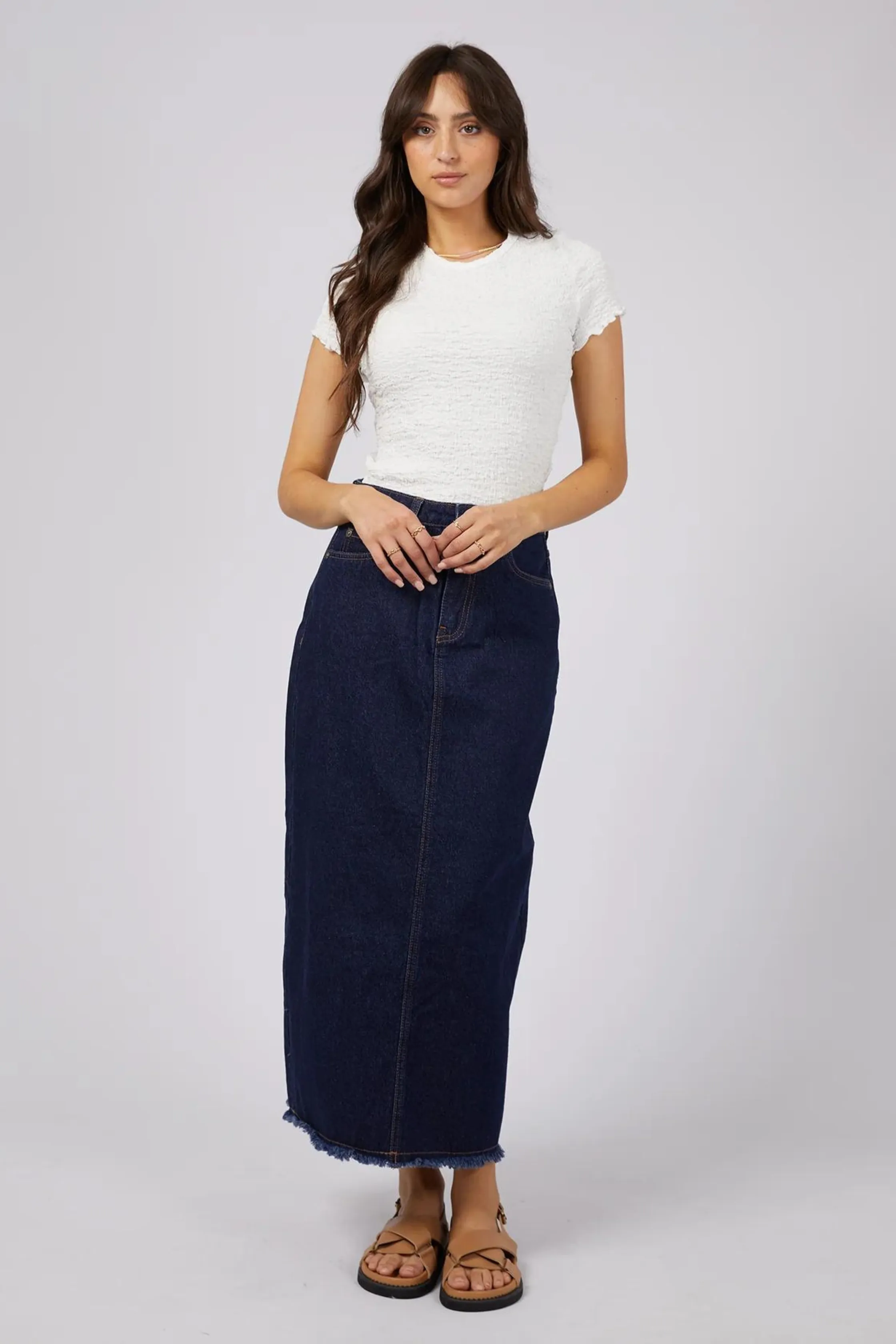 RAY DENIM MAXI SKIRT - Organic Blue