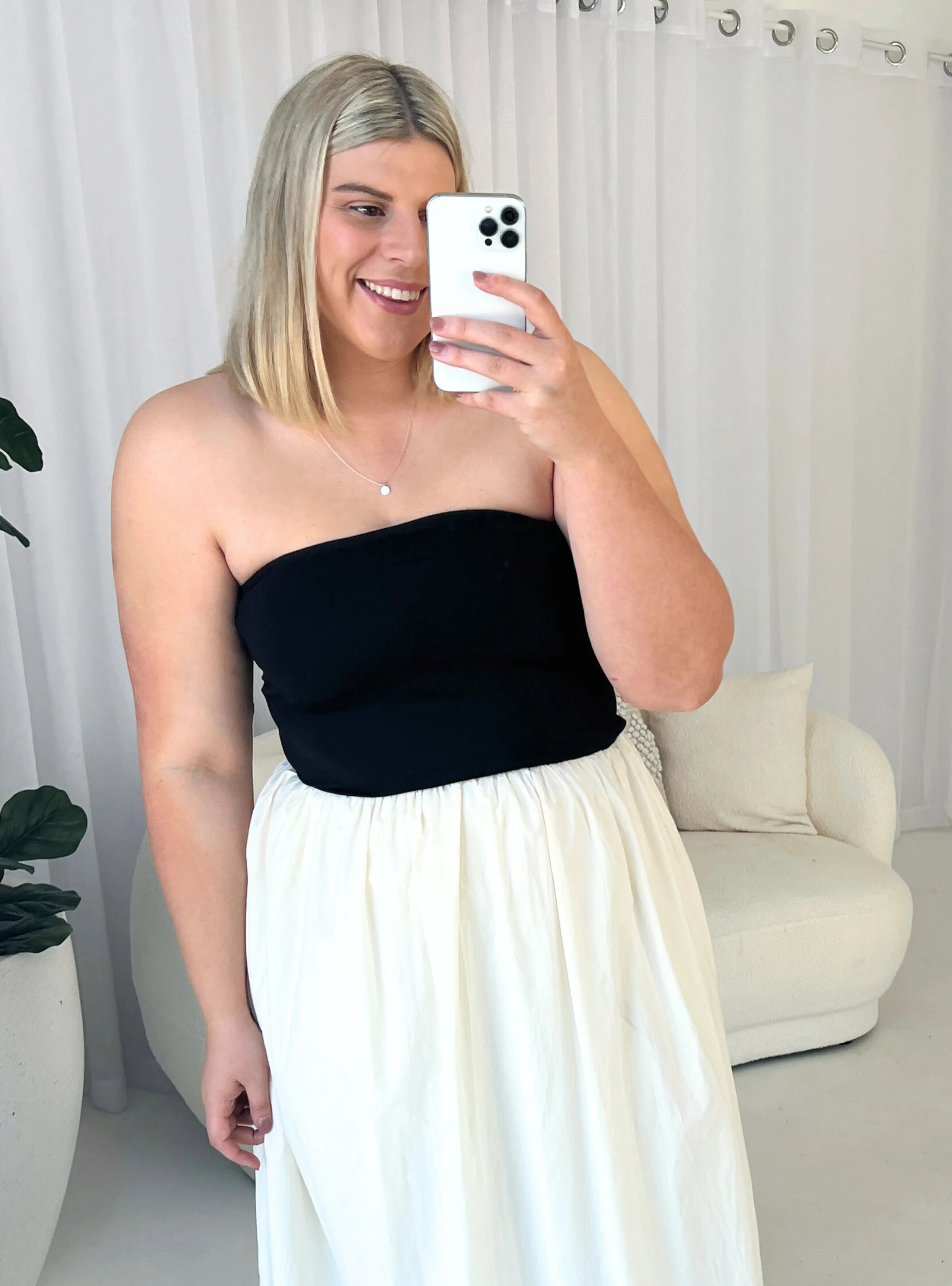 RAYE STRAPLESS MAXI DRESS - Black/White