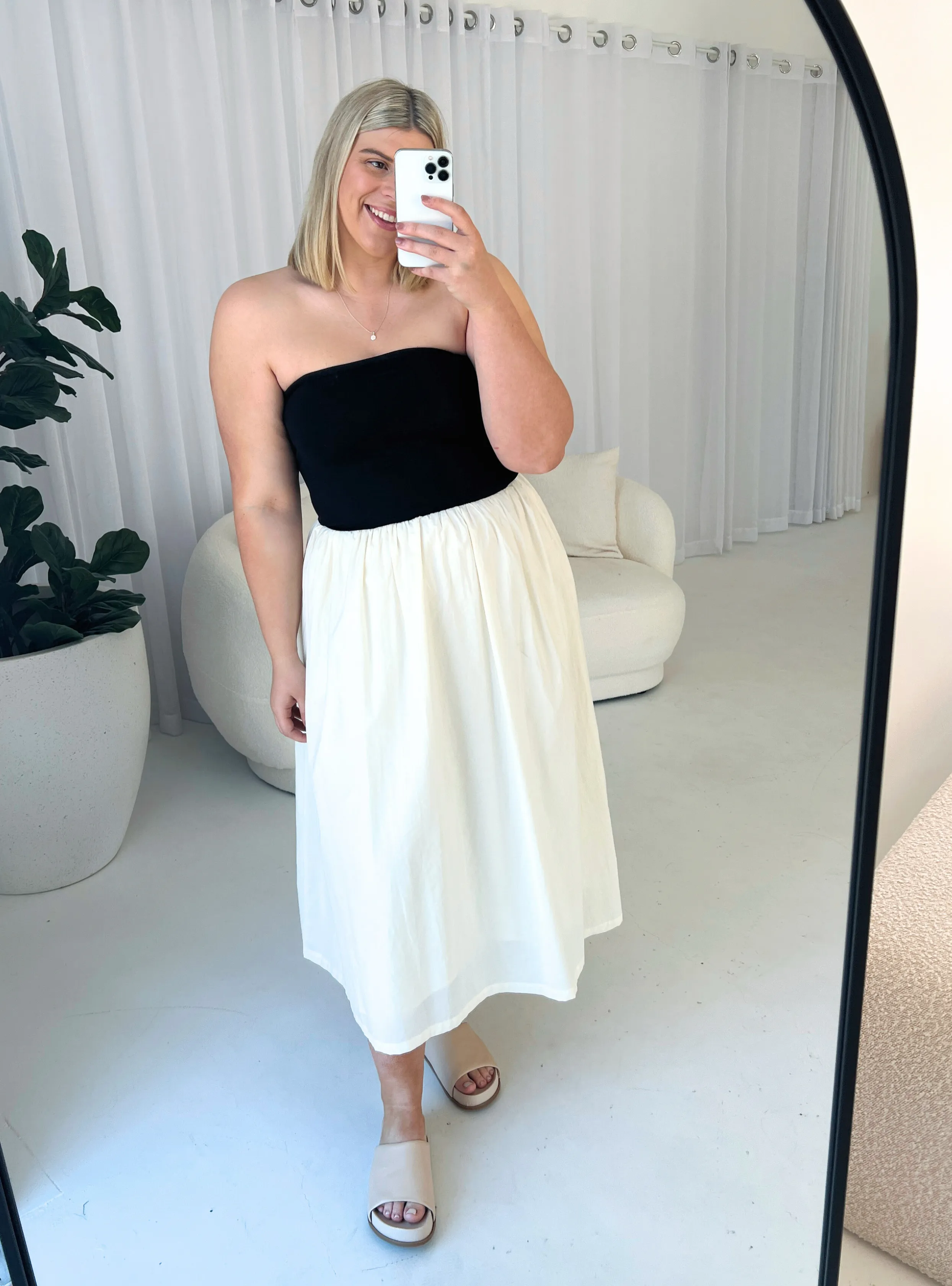 RAYE STRAPLESS MAXI DRESS - Black/White