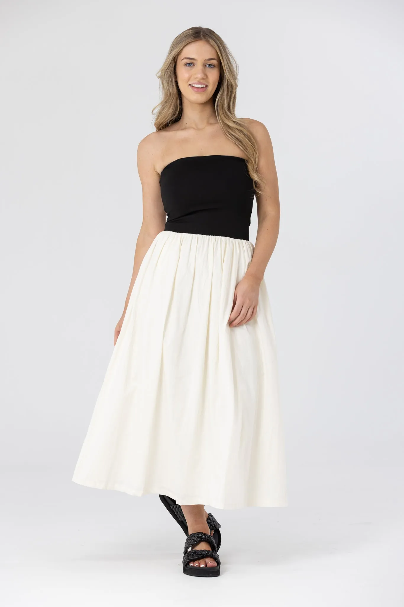 RAYE STRAPLESS MAXI DRESS - Black/White