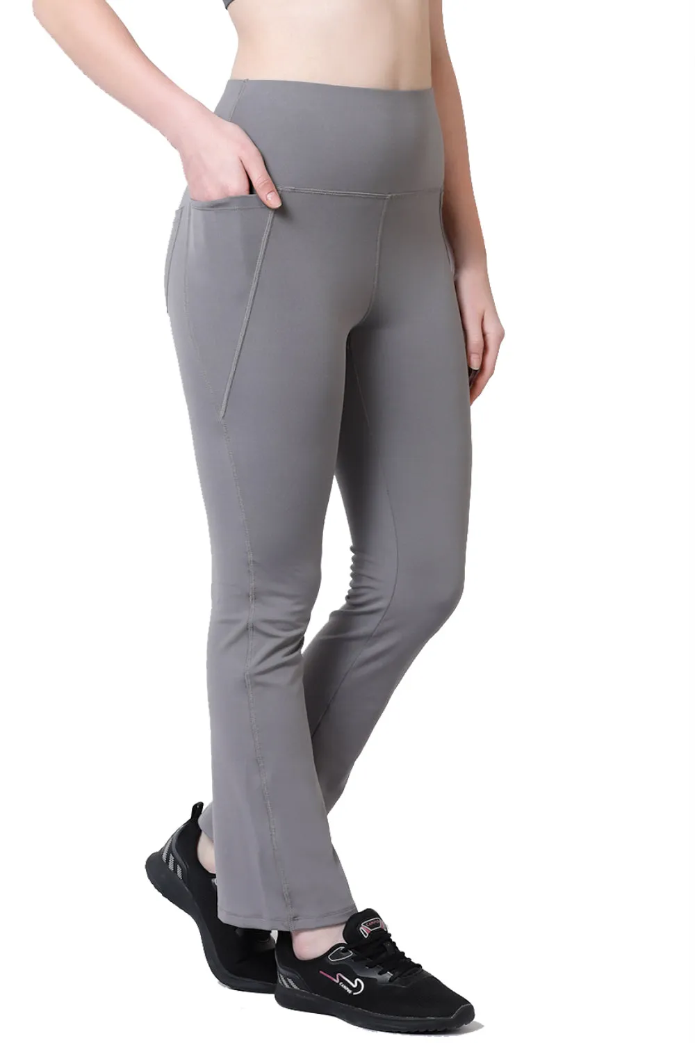 Recycled Fiber Black Flare Pants-ISL052-Steel Grey-