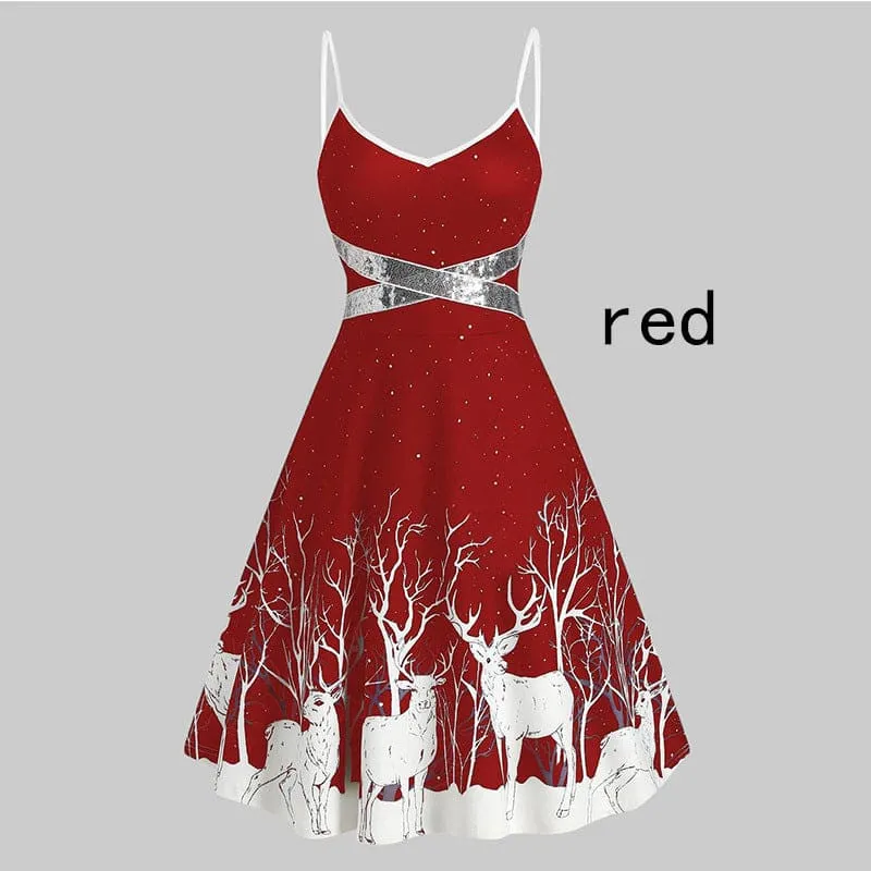 Red and White Ombre Long Sleeve Plush off Shoulder Christmas Dress