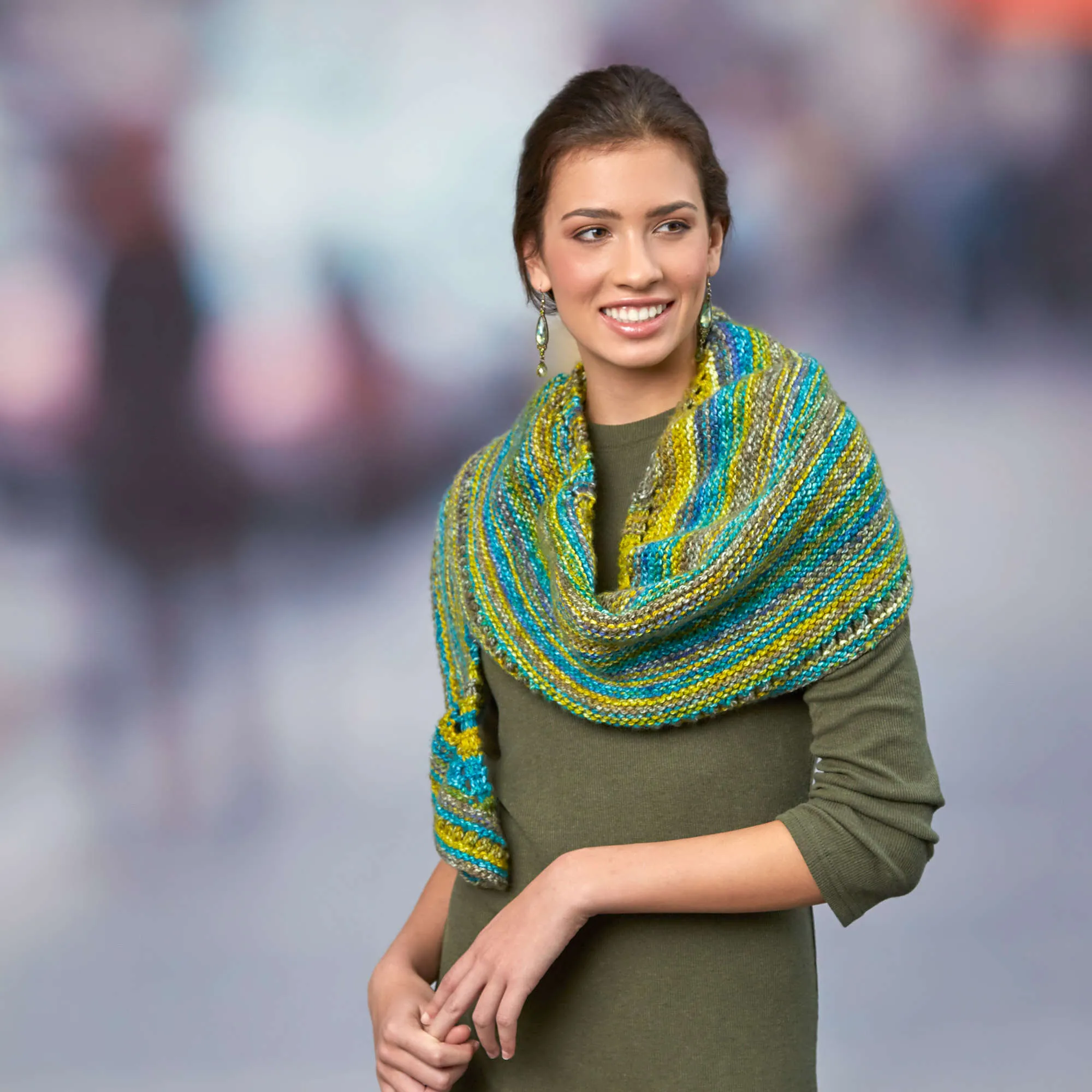 Red Heart Knit Simple Crescent Shawl