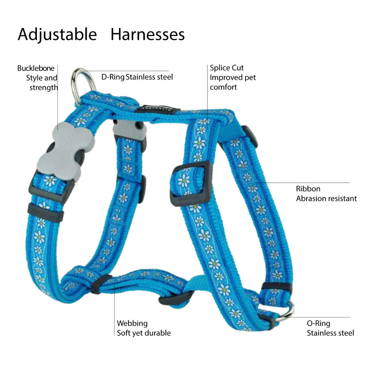 Reflective Bones Dark Blue Dog Harness