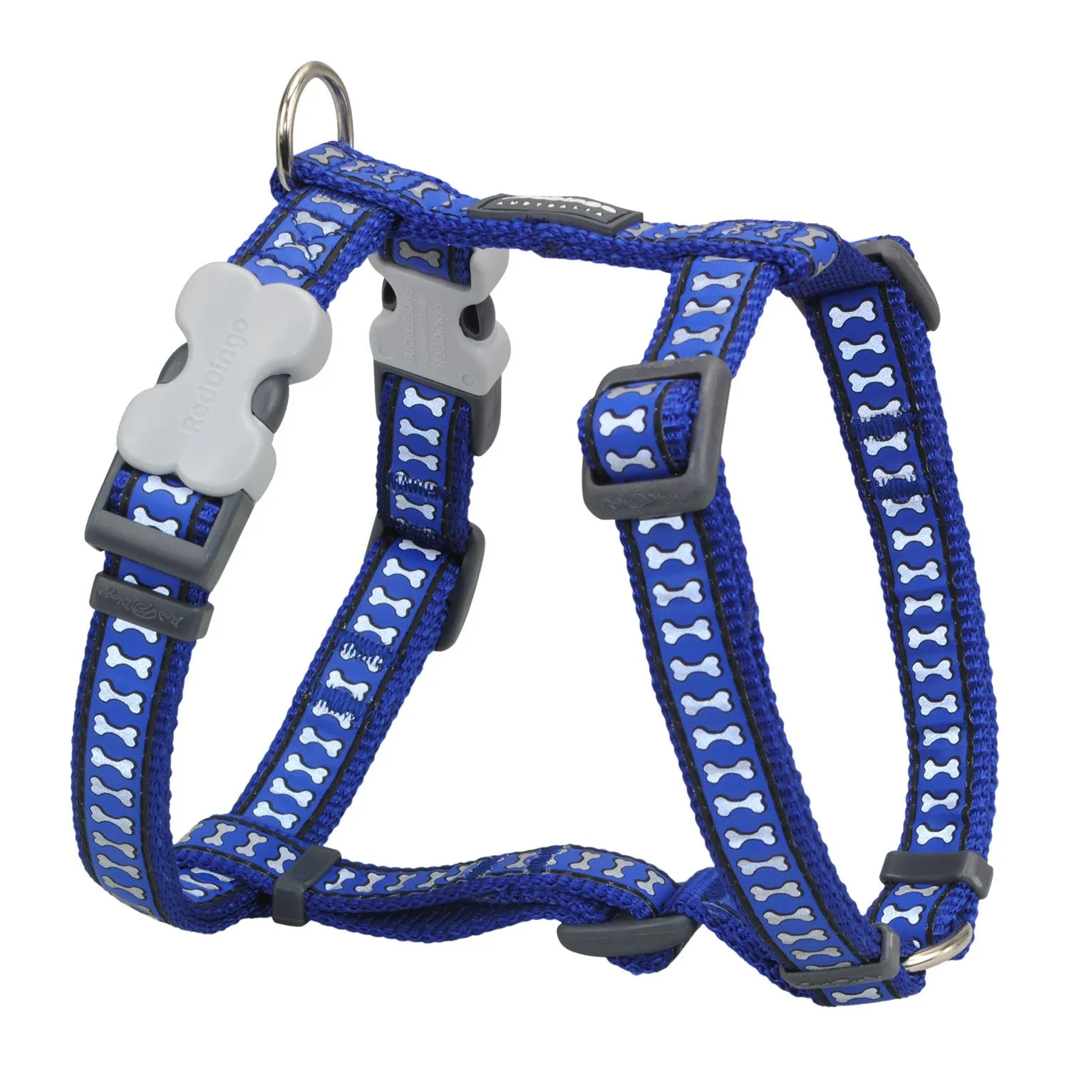 Reflective Bones Dark Blue Dog Harness