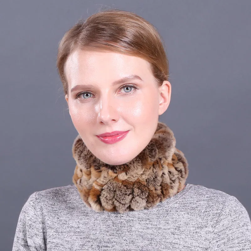 Rex rabbit fur scarf elastic knitted fur collar set autumn and winter women's pullover warm scarf dual-use