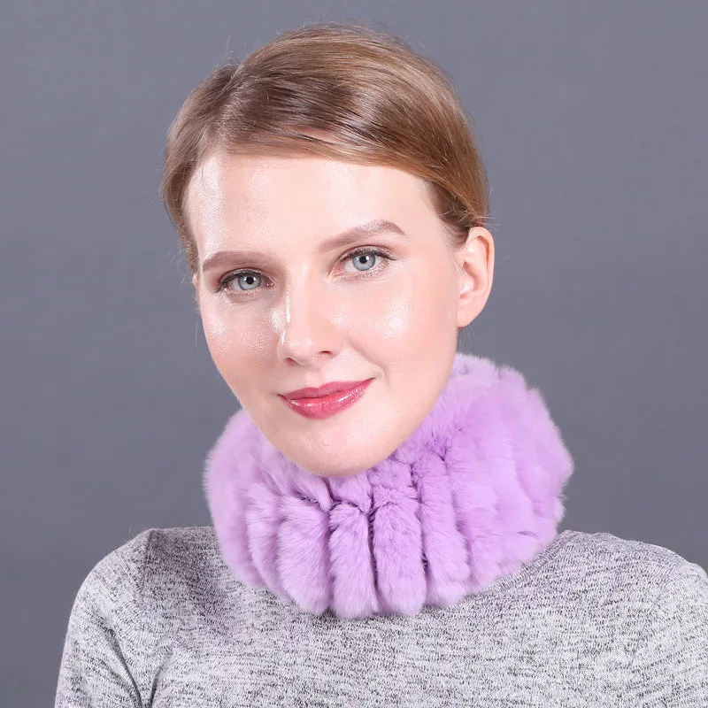 Rex rabbit fur scarf elastic knitted fur collar set autumn and winter women's pullover warm scarf dual-use