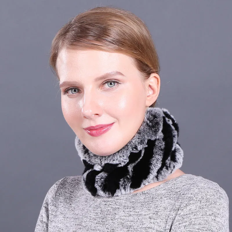 Rex rabbit fur scarf elastic knitted fur collar set autumn and winter women's pullover warm scarf dual-use