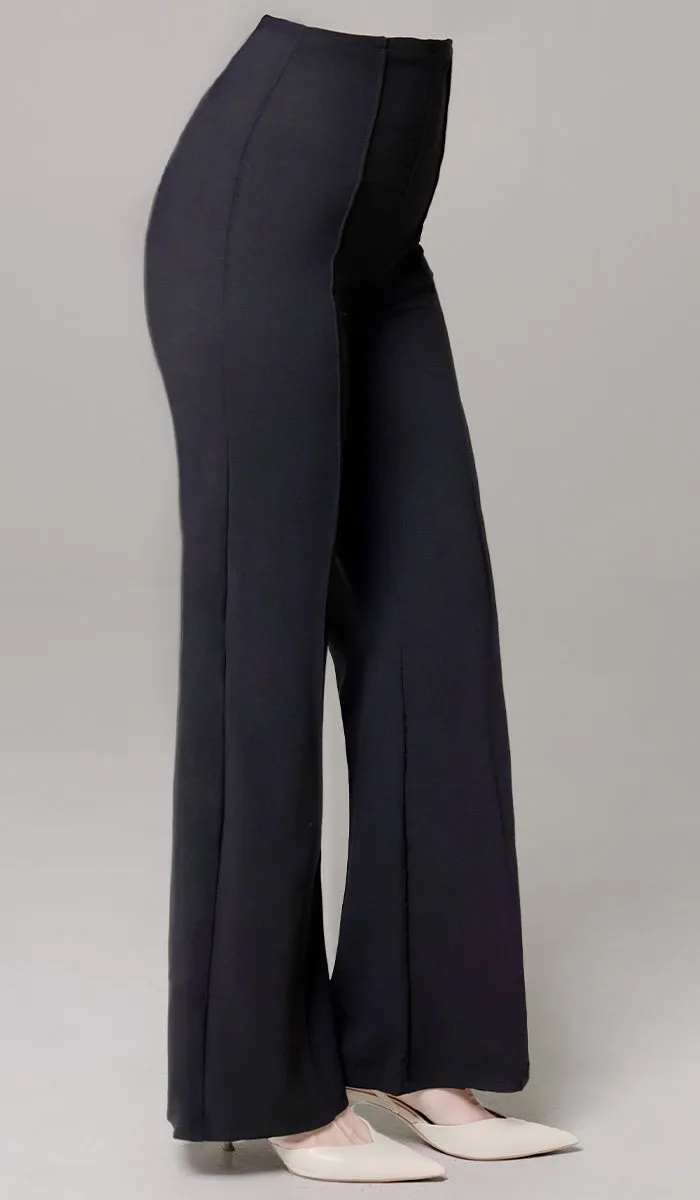 Riva Tailored Stretch Flared Pants - Black