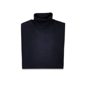 Roll Neck Jumper in Navy Cashmere Silk