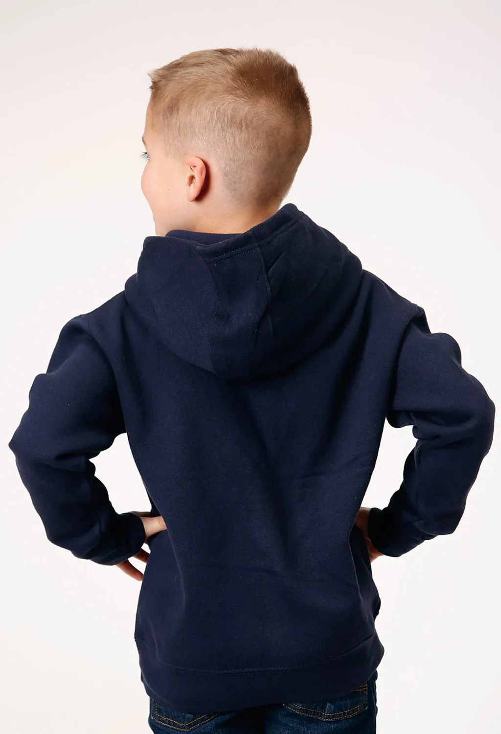 Roper Kids Boys Basic Navy 70% Polyester/30% Cotton Hoodie