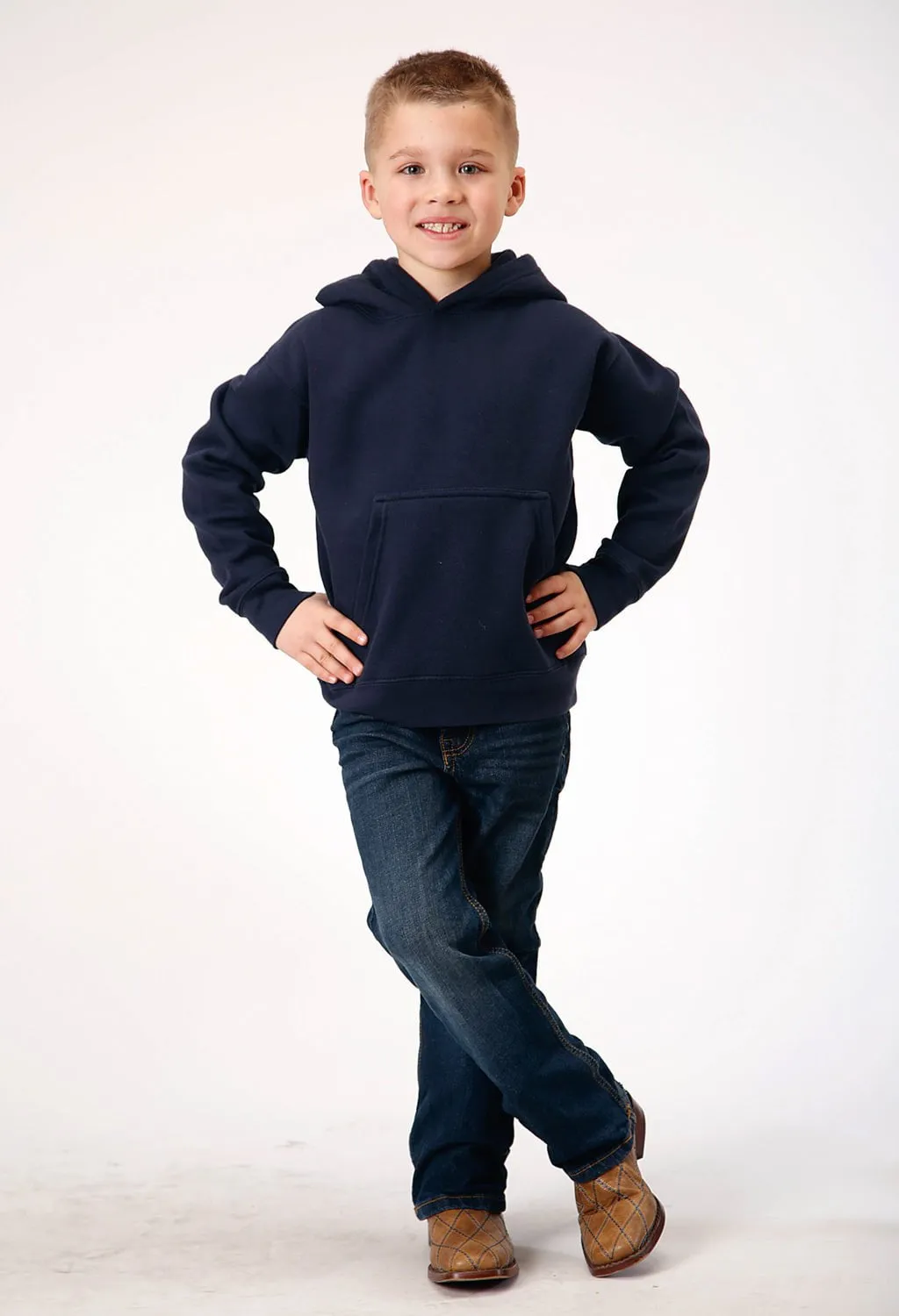 Roper Kids Boys Basic Navy 70% Polyester/30% Cotton Hoodie