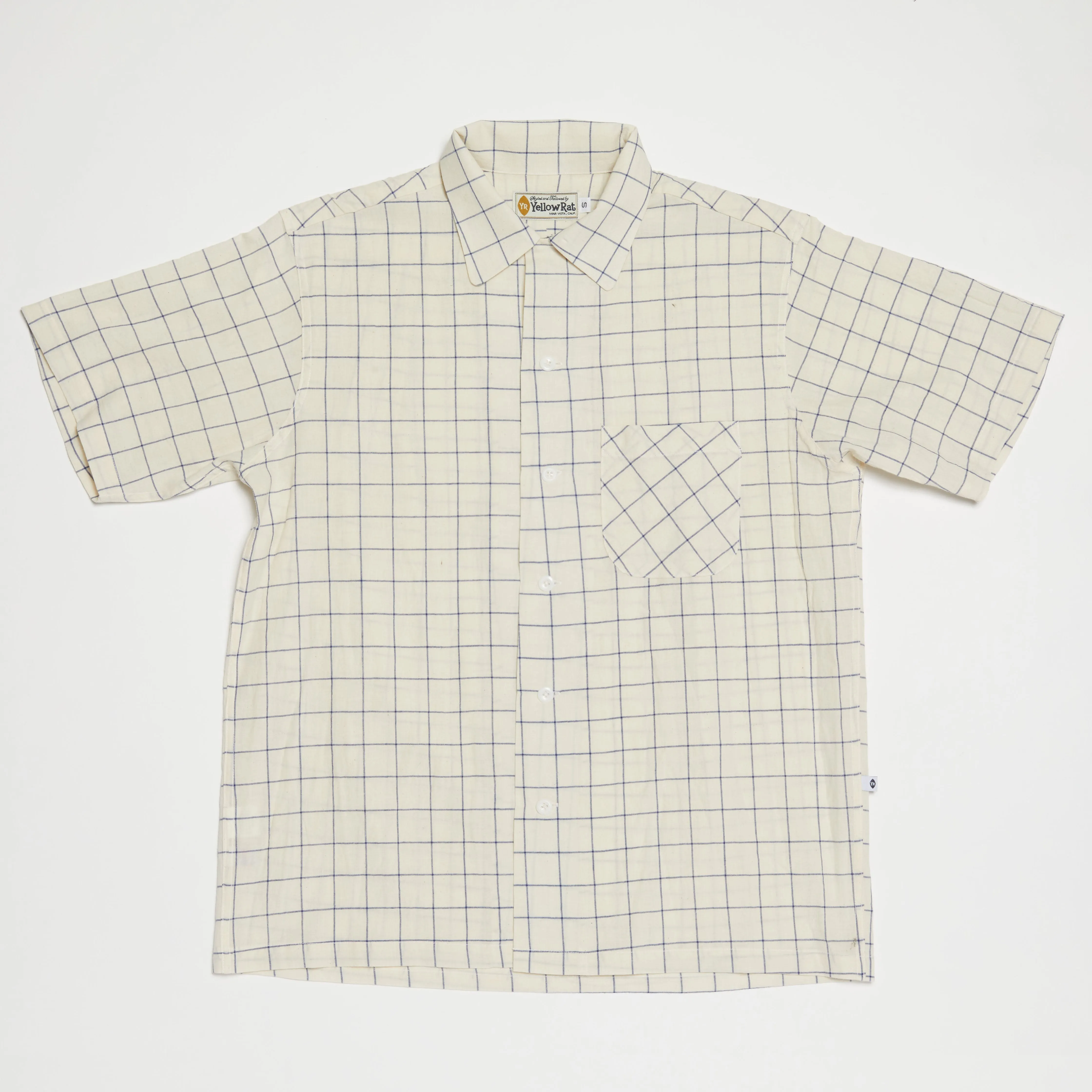 Round Collar Shirt (Navy x Natural)