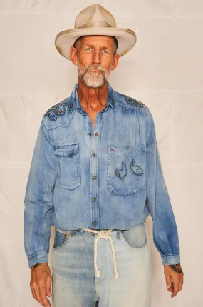 Roy Rogers Shirt Japanese Denim Sunfaded studded