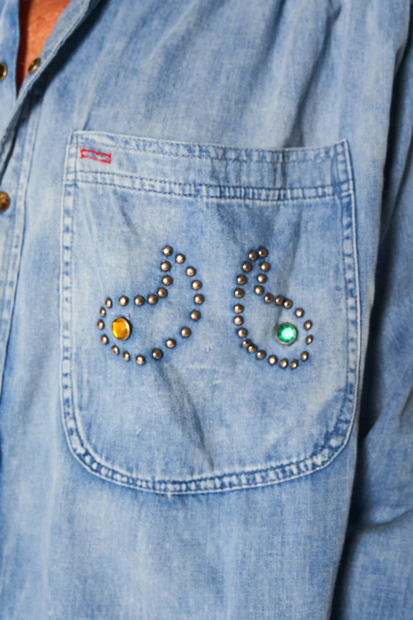 Roy Rogers Shirt Japanese Denim Sunfaded studded