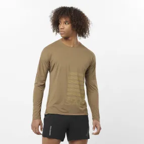 Salomon | Men's Sense Aero Graphic Long-Sleeve T-Shirt - Shitake/Sulphur Spring