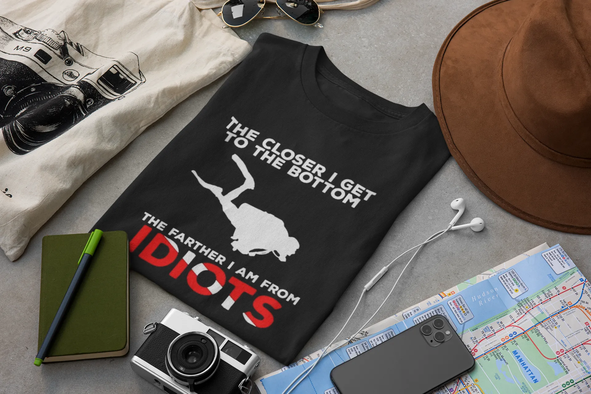 Scuba diving T-Shirt for Men | Closer To Bottom farther from idiots