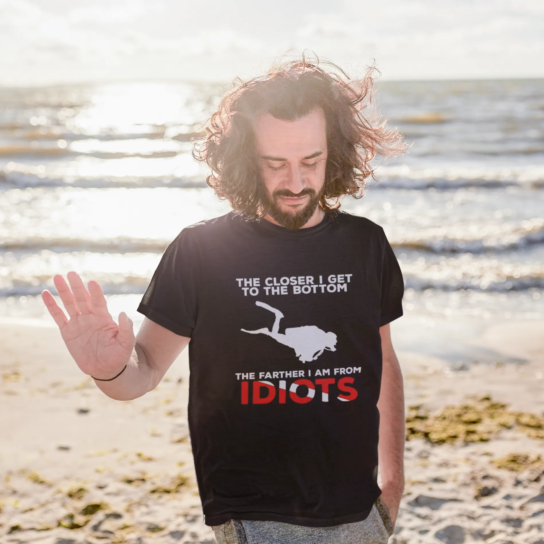 Scuba diving T-Shirt for Men | Closer To Bottom farther from idiots