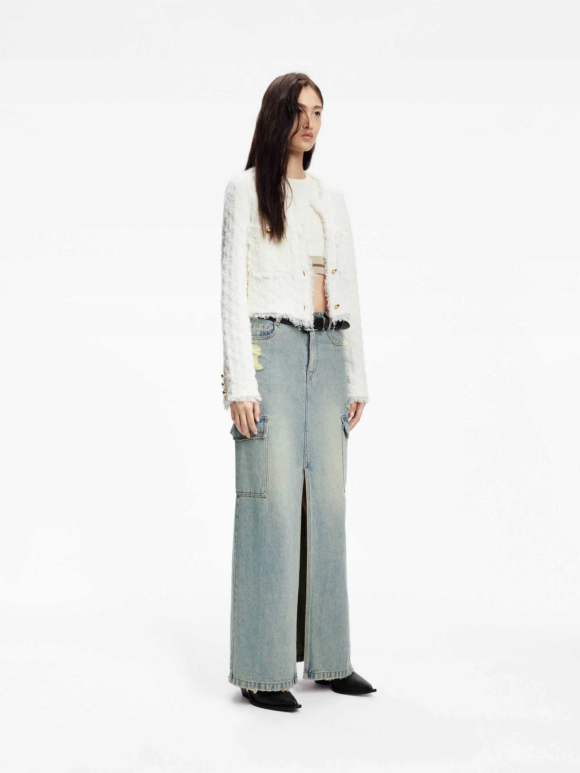 Shaggy Textured Cropped Cardigan