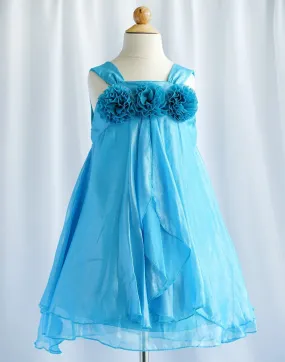 Shimmery Chiffon Dress - Turquoise