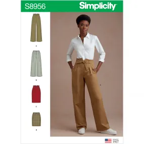 Simplicity Sewing Pattern S8957 Misses' Slim Leg Trousers with Variations