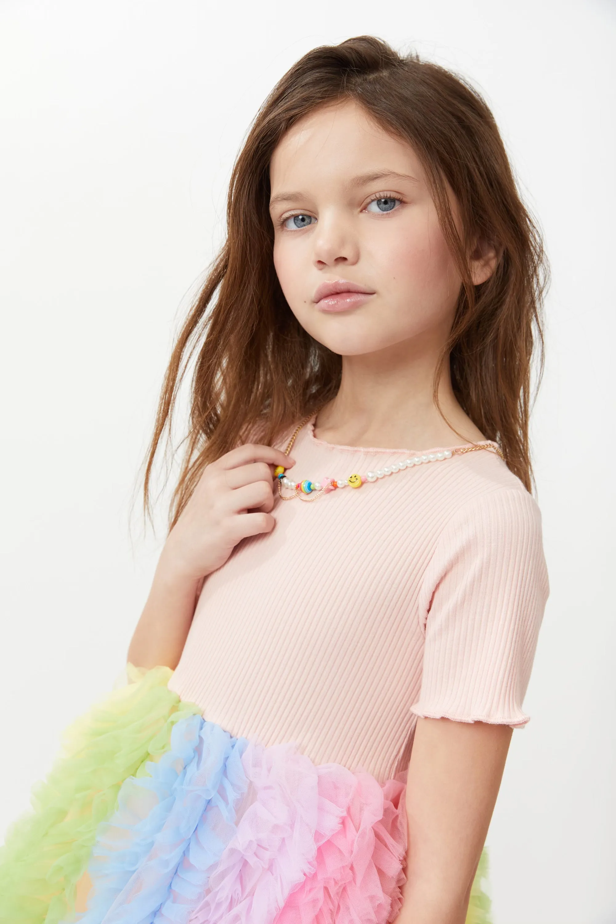 Smiley Necklace Rainbow Tulle Dress