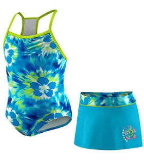 SPEEDO Girls Electric Hibiscus Duo Back Skirt Set - 2-Piece