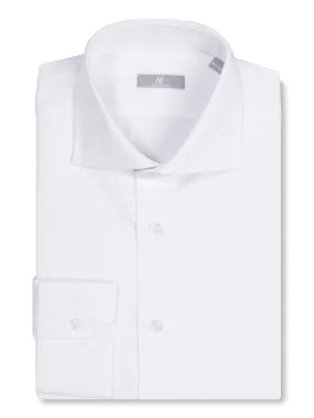 Spread Collar White Micro Twill Shirt