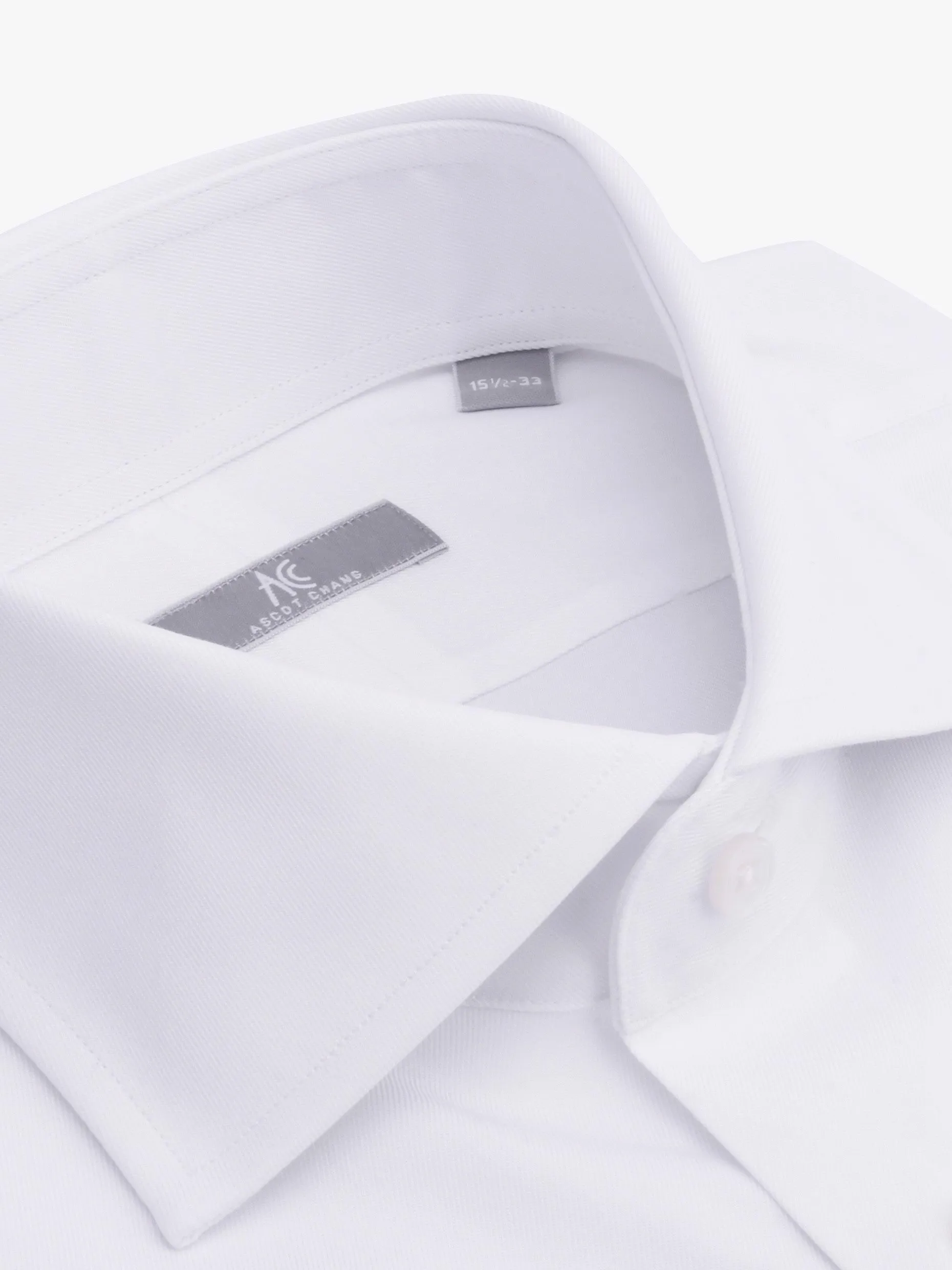 Spread Collar White Micro Twill Shirt