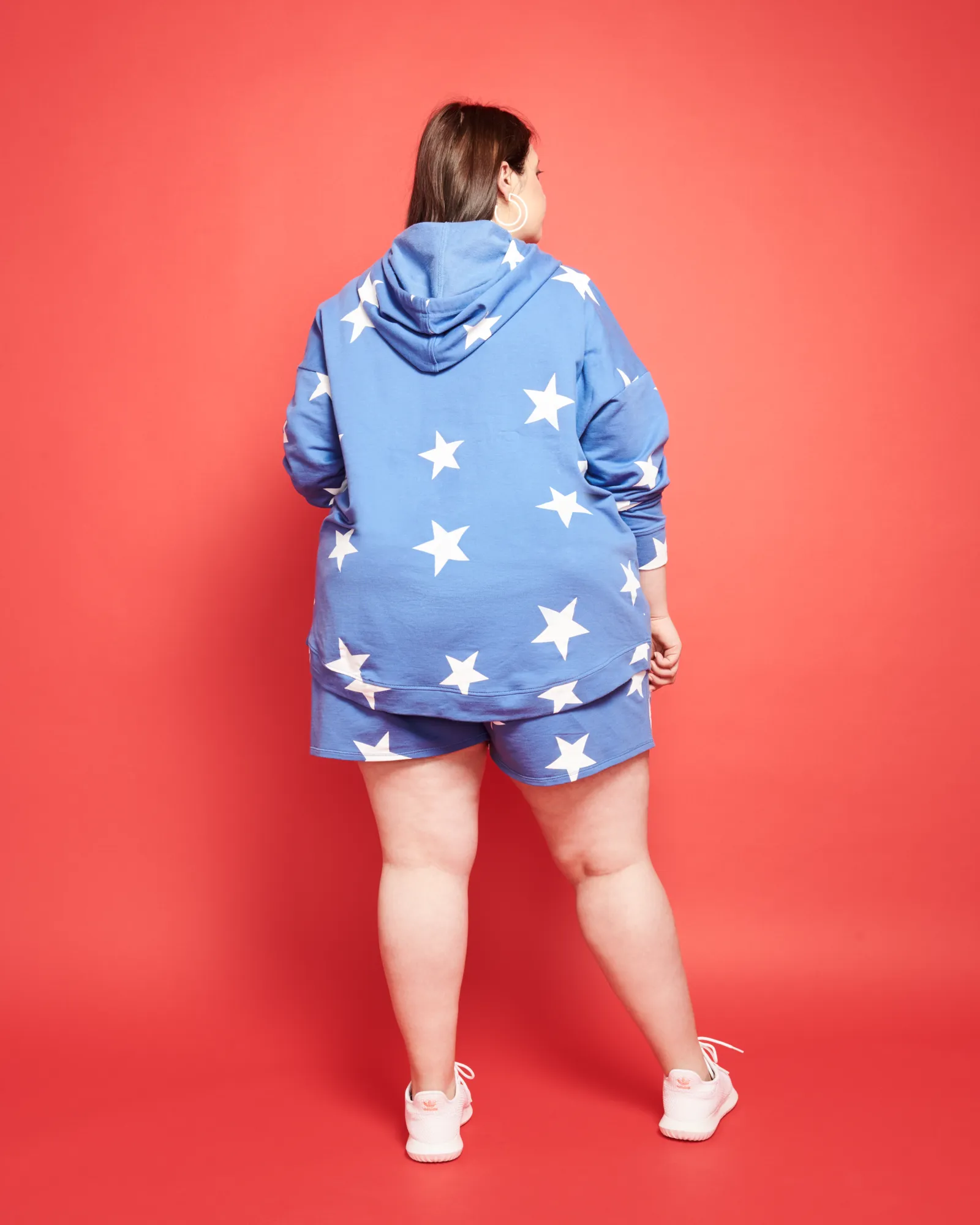 Star-Print Hoodie | Azure Blue / White