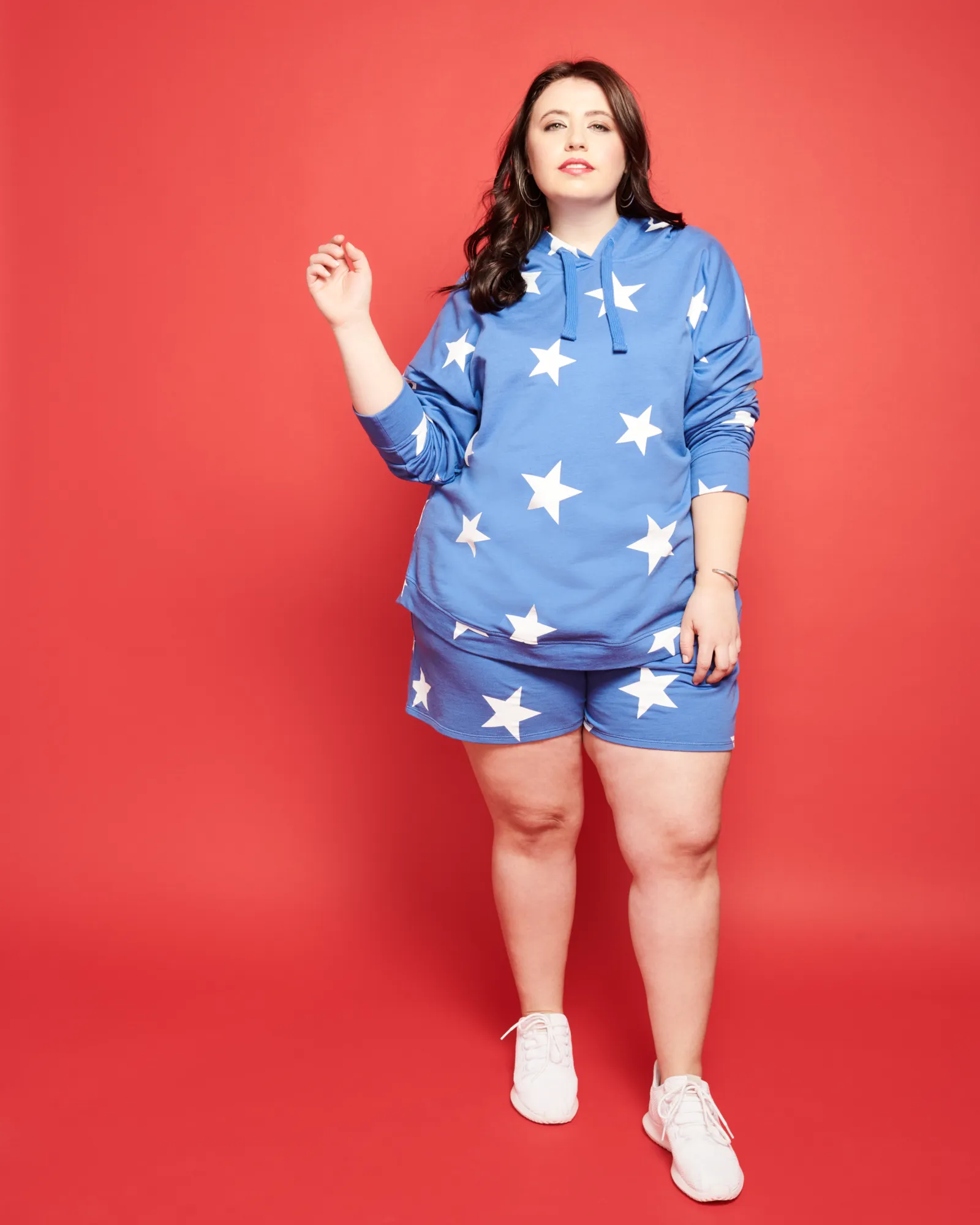 Star-Print Hoodie | Azure Blue / White