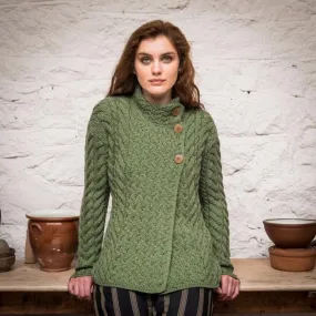 Super Soft Trellis and Cable Cardigan - Meadow Green