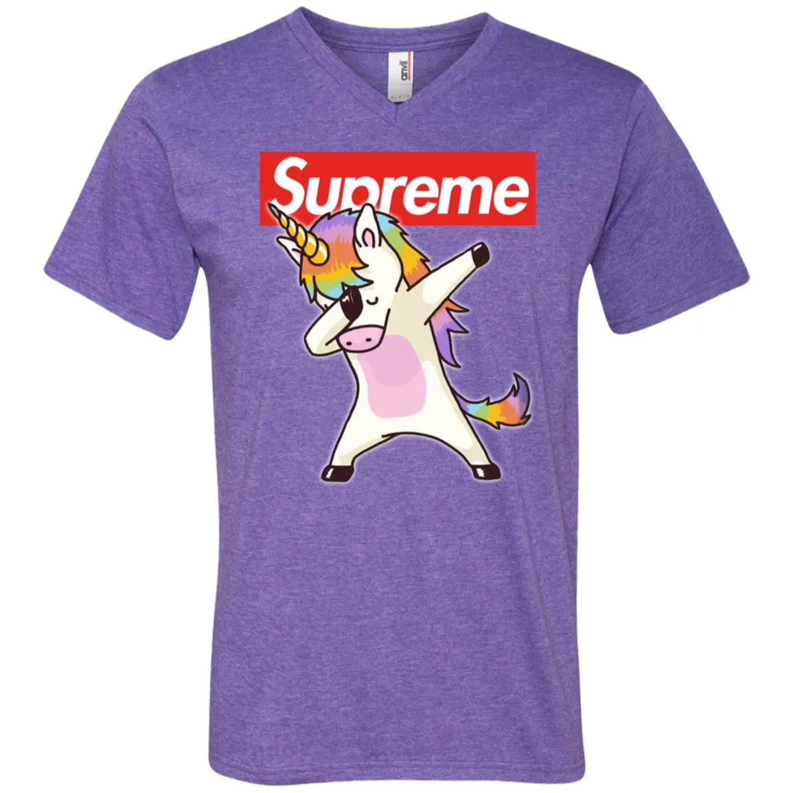 Supreme Unicorn T-shirt Dance Dabbing Unicorn Men V-Neck T-Shirt