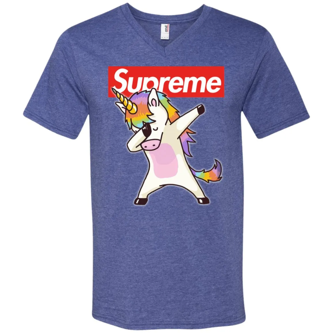 Supreme Unicorn T-shirt Dance Dabbing Unicorn Men V-Neck T-Shirt