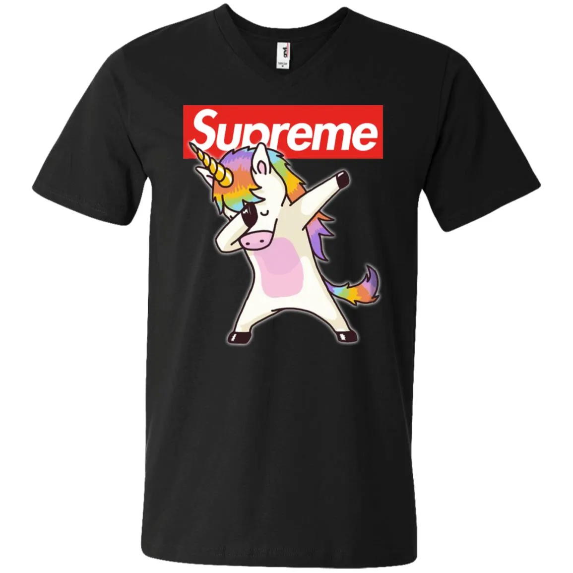 Supreme Unicorn T-shirt Dance Dabbing Unicorn Men V-Neck T-Shirt