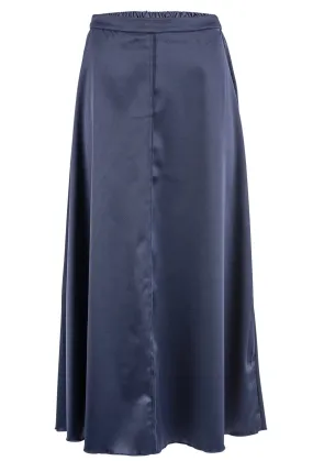 Tasha Polizzi Navy Satin A-Line Maxi Skirt