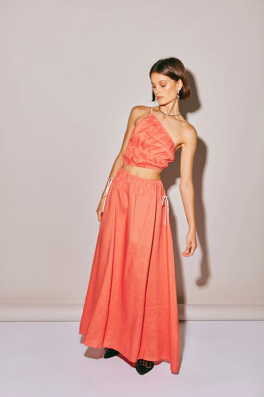 Te Amo Linen Maxi Dress Coral