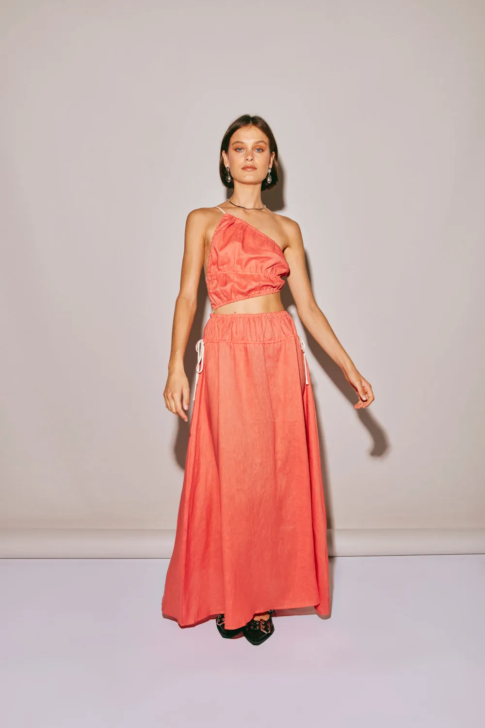 Te Amo Linen Maxi Dress Coral