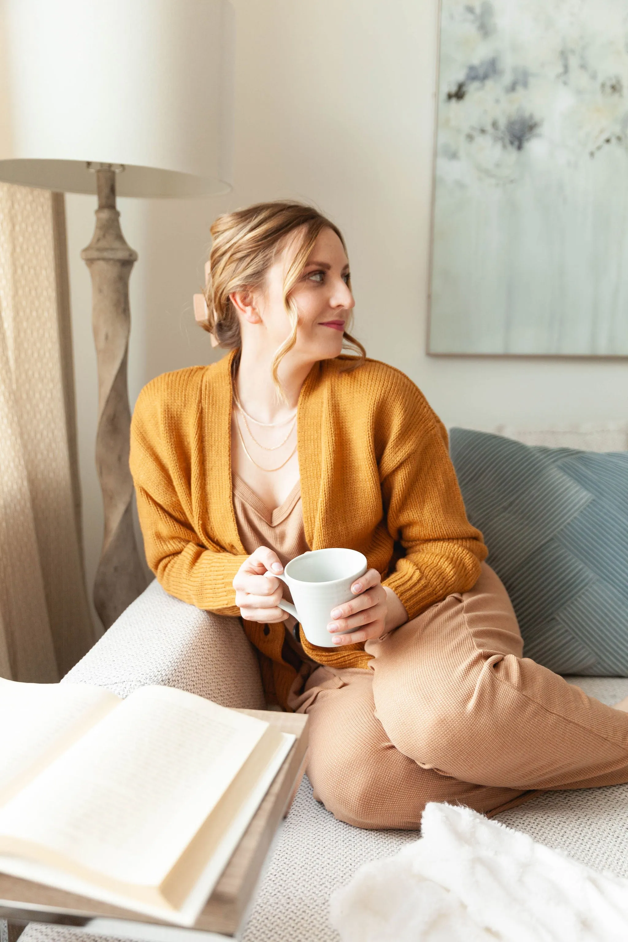 The Ashley Button Cardigan - Mustard - PLUS