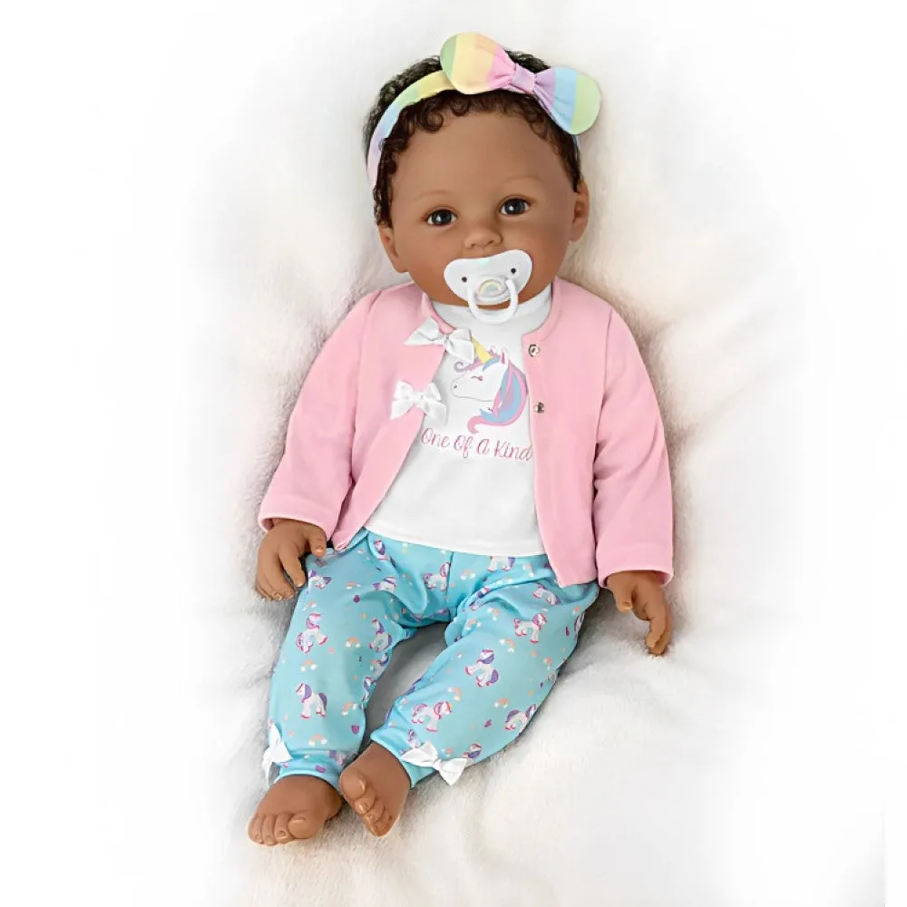 The Ashton-Drake Galleries One of A Kind Ciara Lifelike So Truly Real® African American Black Baby Girl Doll with Soft RealTouch® Vinyl Skin and Extra Coordinating Cardigan and Pants 18"-Inches