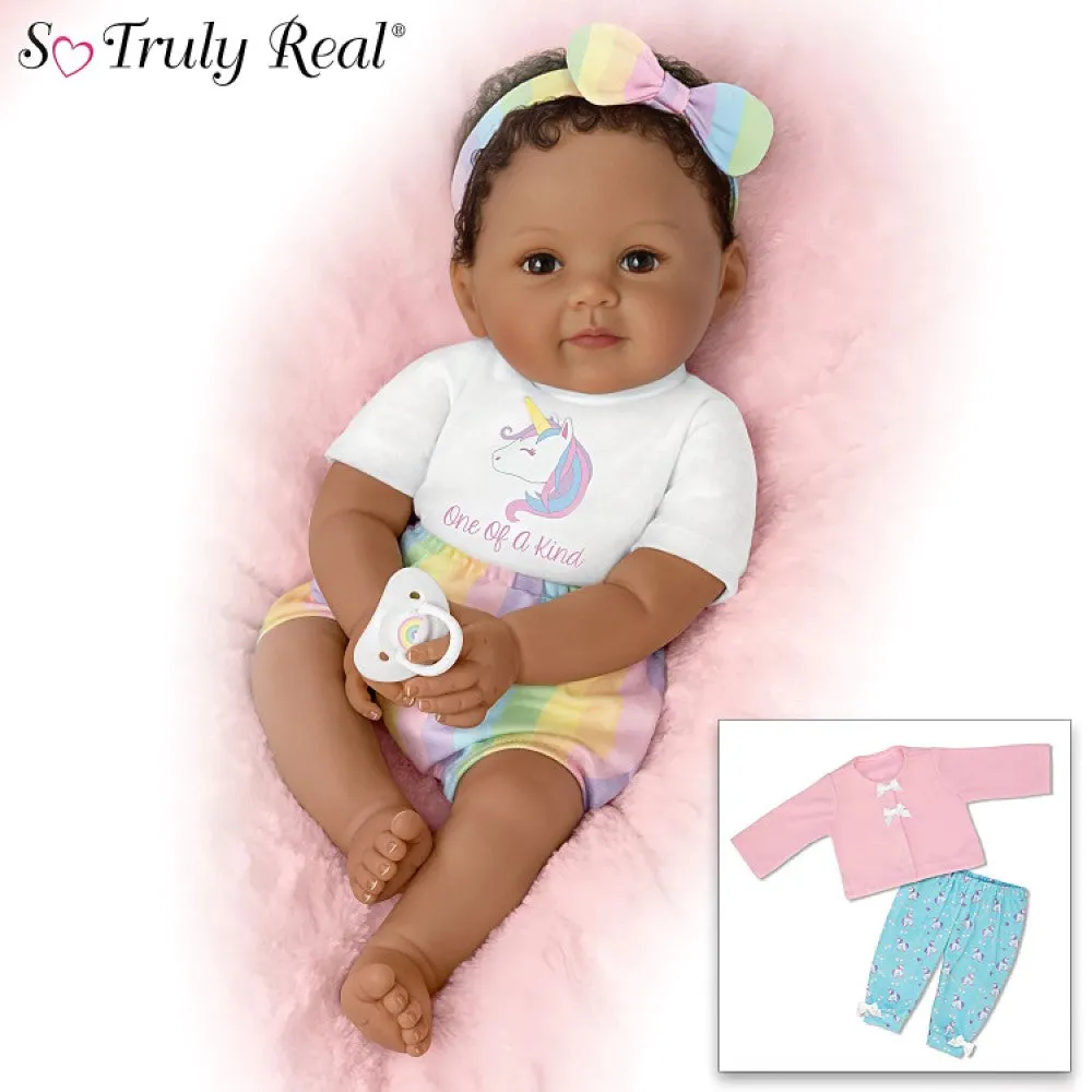 The Ashton-Drake Galleries One of A Kind Ciara Lifelike So Truly Real® African American Black Baby Girl Doll with Soft RealTouch® Vinyl Skin and Extra Coordinating Cardigan and Pants 18"-Inches