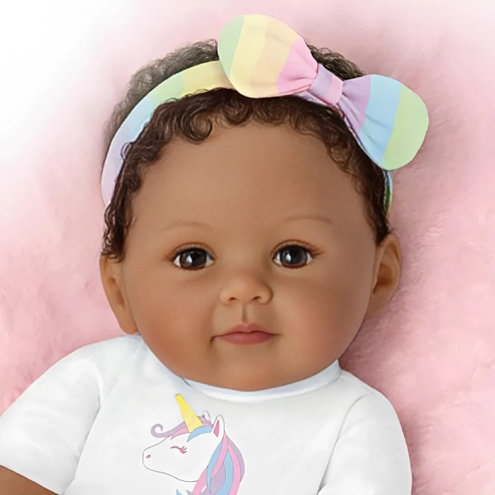 The Ashton-Drake Galleries One of A Kind Ciara Lifelike So Truly Real® African American Black Baby Girl Doll with Soft RealTouch® Vinyl Skin and Extra Coordinating Cardigan and Pants 18"-Inches