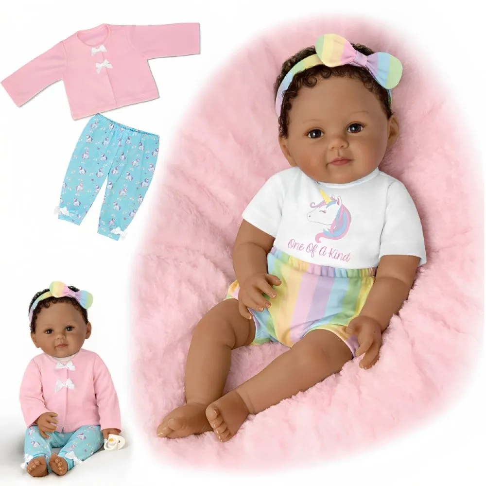 The Ashton-Drake Galleries One of A Kind Ciara Lifelike So Truly Real® African American Black Baby Girl Doll with Soft RealTouch® Vinyl Skin and Extra Coordinating Cardigan and Pants 18"-Inches